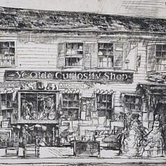 Earl Horter Engraving Of Old Nantucket Antiques Store “Ye Olde Curiosity Shop”
