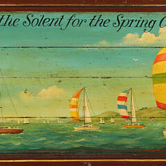 Vintage Oil on Panel "Yacht Racing in the Solent for the Spring Cup"