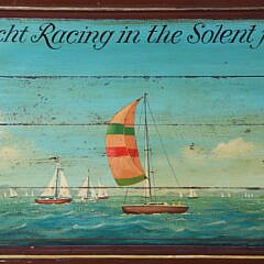 Vintage Oil on Panel “Yacht Racing in the Solent for the Spring Cup”