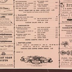 Framed and Matted Nantucket Opera House Restaurant Menu, circa 1969