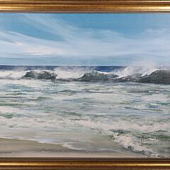 Barbara Crocker Oil on Canvas "Blue and Merry" Circa 1986