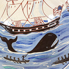 Turtlecreek Potters Redware Ceramic Whale Bowl Decorated by Sandy D.