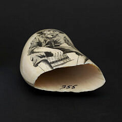 Fine Frank Barcelos Contemporary Scrimshaw Whale’s Tooth, Mid 20th Century