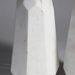 Pair of Modern Carved White Marble Lamps