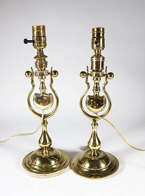 Pair of Brass Gimbal Lamps