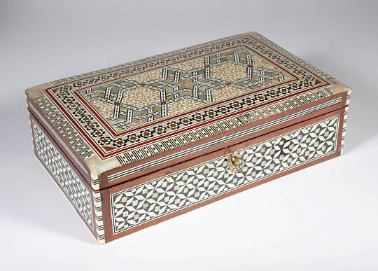 Contemporary Mother of Pearl and Abalone Inlaid Jewelry Box