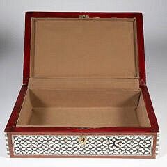 Contemporary Mother of Pearl and Abalone Inlaid Jewelry Box