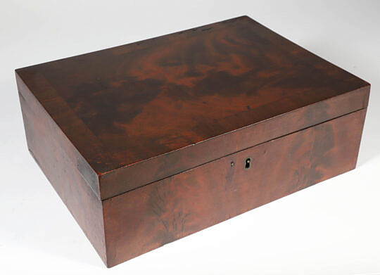 19th Century Mahogany Lift Top Jewelry Box with Various Interior Compartments