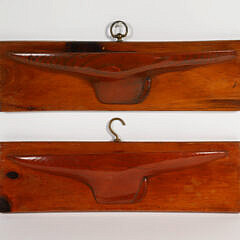 Pair of Vintage Stained Pine Half Hulls on Planks