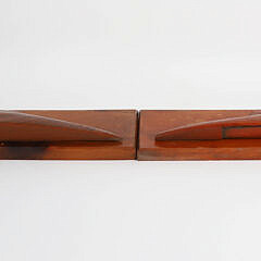 Pair of Vintage Stained Pine Half Hulls on Planks