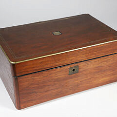19th Century Mahogany Lift Top Box with Brass Line Inlay