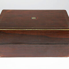 Mahogany Lift Top Box with Brass Line Inlay, 19th Century