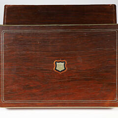 Mahogany Lift Top Box with Brass Line Inlay, 19th Century