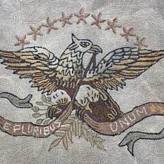 Vintage American Eagle Hooked Rug ” E. Pluribus Unum”