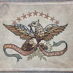 Vintage American Eagle Hooked Rug ” E. Pluribus Unum”