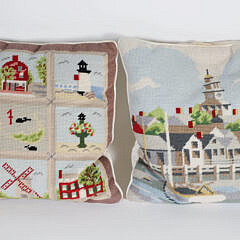 Two Erica Wilson Needlepoint Nantucket Pillows