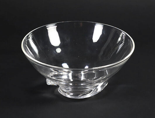 Signed Steuben Clear Crystal Bowl with Spiral Base
