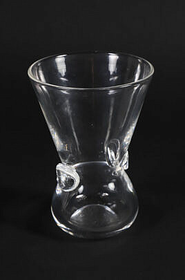 Signed Steuben Clear Crystal Bowl with Finger Grips