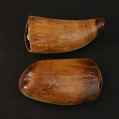 Two Eskimo Scrimshaw Mammoth Teeth