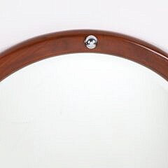 Round Teak Wood Mirror with Half Round Spheres