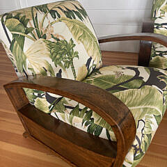 Suite of Four Art Deco Settee, Pair of Armchairs and Oak Coffee Table