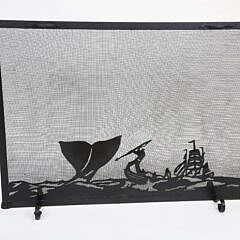 Wrought Iron Whale Hunt Fireplace Screen