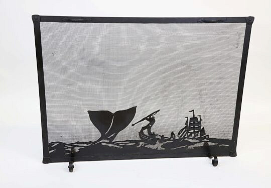 Wrought Iron Whale Hunt Fireplace Screen