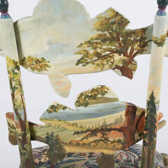 Set of 3 Mackenzie Childs Forest Fish Decorated Ladder-Back Side Chairs