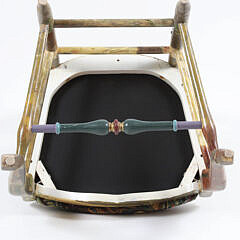 Set of 3 Mackenzie Childs Forest Fish Decorated Ladder-Back Side Chairs