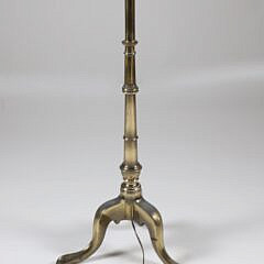 Vintage Brass Tripod Floor Lamp with Decorated Swan Cardboard Shade