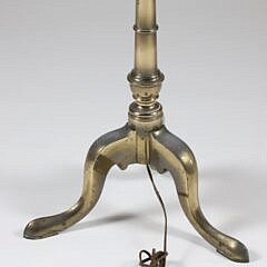 Vintage Brass Tripod Floor Lamp with Decorated Swan Cardboard Shade