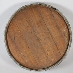 English Brass Strapped Shallow Oak Wood Pan