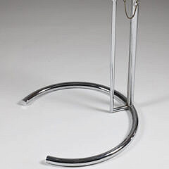 Contemporary Adjustable Height Chrome Side Table with Glass Top