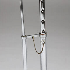 Contemporary Adjustable Height Chrome Side Table with Glass Top