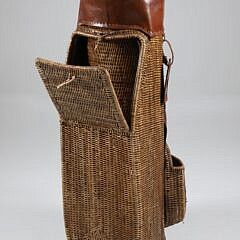 Vintage Cane Woven and Leather Golf Bag