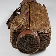 Vintage Cane Woven and Leather Golf Bag