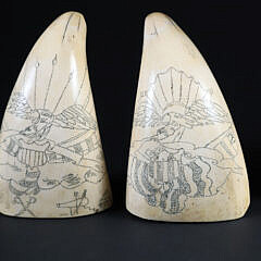 Pair of American Scrimshaw Antique Whale
