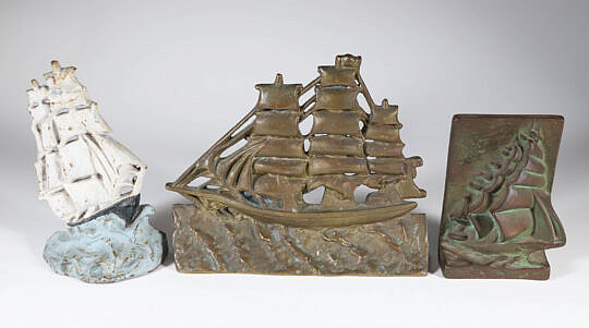 Lot of Three Cast Iron Doorstop and Bookends