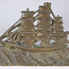 Lot of Three Cast Iron Clipper Ship Doorstops and Bookends