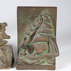 Lot of Three Cast Iron Clipper Ship Doorstops and Bookends