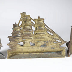 Lot of Three Cast Iron Clipper Ship Doorstops and Bookends