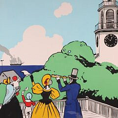 Tony Sarg Silk Screen Poster “Family on the Roof Walk”