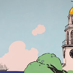 Tony Sarg Silk Screen Poster “Family on the Roof Walk”