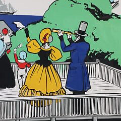 Tony Sarg Silk Screen Poster “Family on the Roof Walk”