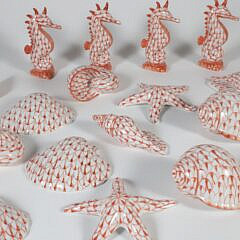 24 Andrea by Sadek Coral Hand Painted Porcelain Seashells, Starfish and Sea Horses