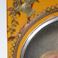 18th C. Hand Painted Miniature Portrait of a Lady Wearing a Bonnet and Holding Roses