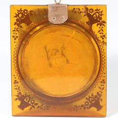 18th C. Hand Painted Miniature Portrait of a Lady Wearing a Bonnet and Holding Roses