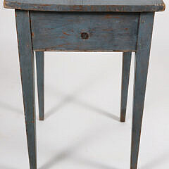 Antique Primitive Blue Painted One Drawer Hepplewhite Stand