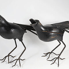 Pair of Large Wood and Iron Ravens