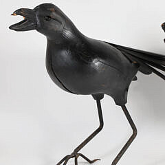 Pair of Large Carved Wood and Iron Ravens